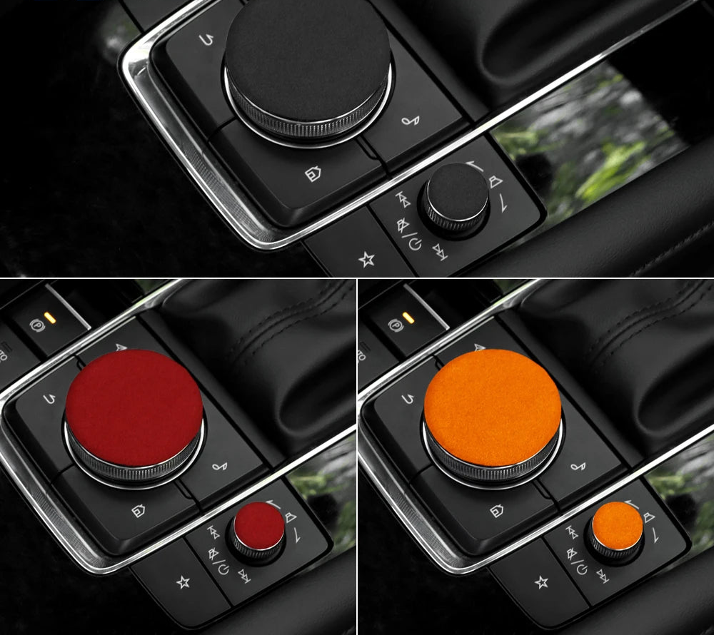 Protection garniture bouton central multimédia en suédine