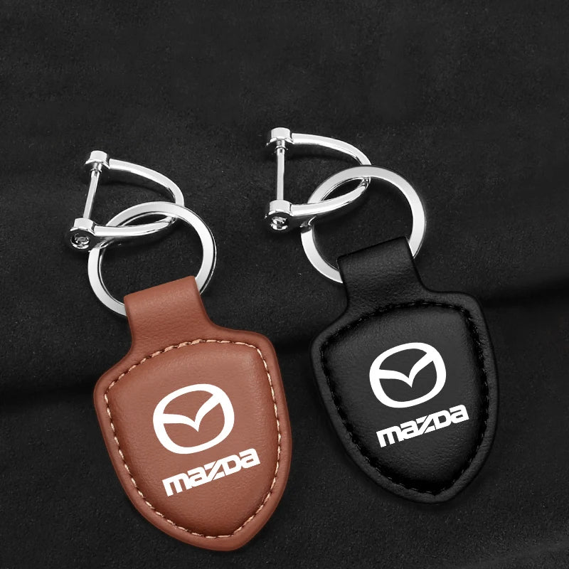 Porte-clés en cuir avec emblème - Édition Mazda