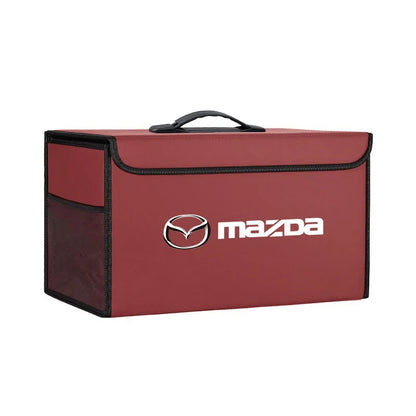 Boîte rangement cuir noir rouge coffre Mazda logo brodé organisateur coffre - Mazdrive
