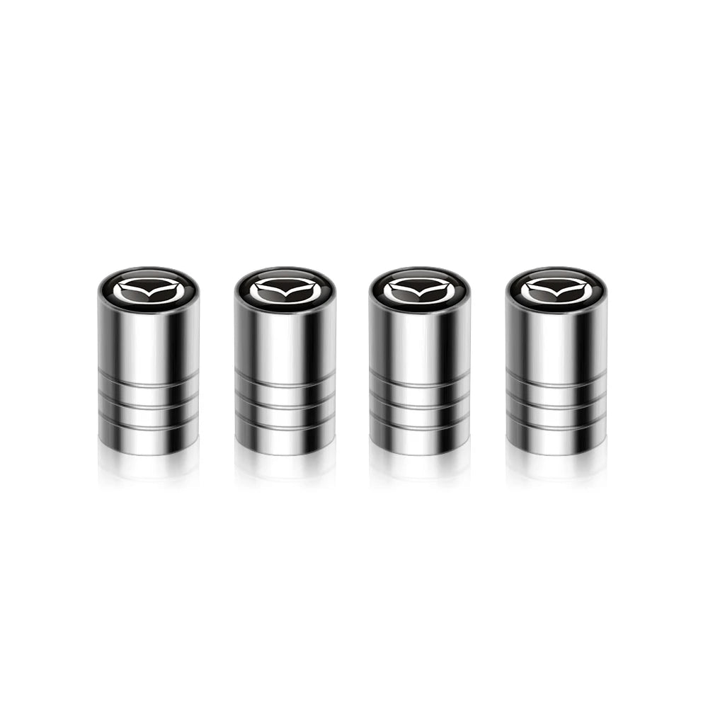 Capuchons valve métal noir argent logo Mazda jantes aluminium édition premium - Mazdrive