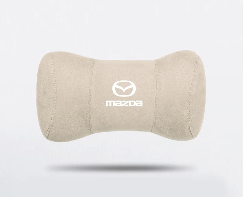 Coussin repose-tête suédine gris logo Mazda appuie-tête ergonomique siège auto - Mazdrive