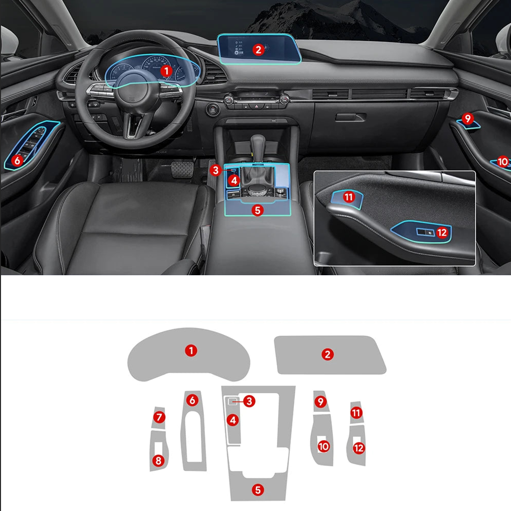 Film protection TPU transparent carrosserie portes poignées Mazda 3 CX-30 anti-rayures - Mazdrive