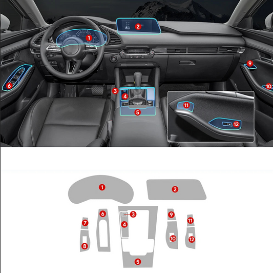 Film protection TPU transparent carrosserie portes poignées Mazda 3 CX-30 anti-rayures - Mazdrive