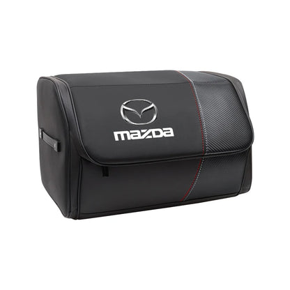 Organisateur coffre cuir pliable style zip noir logo Mazda rangement coffre - Mazdrive