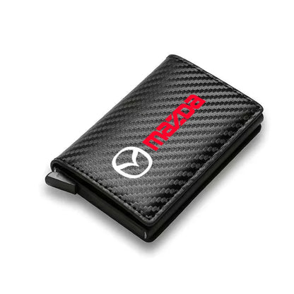 Porte-carte RFID similicuir carbone noir anti-fraude logo Mazda tous modèles - Mazdrive