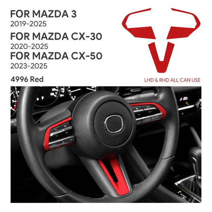 Protection garniture boutons volant suédine rouge noir Mazda 3 CX-30 2019-2025 - Mazdrive
