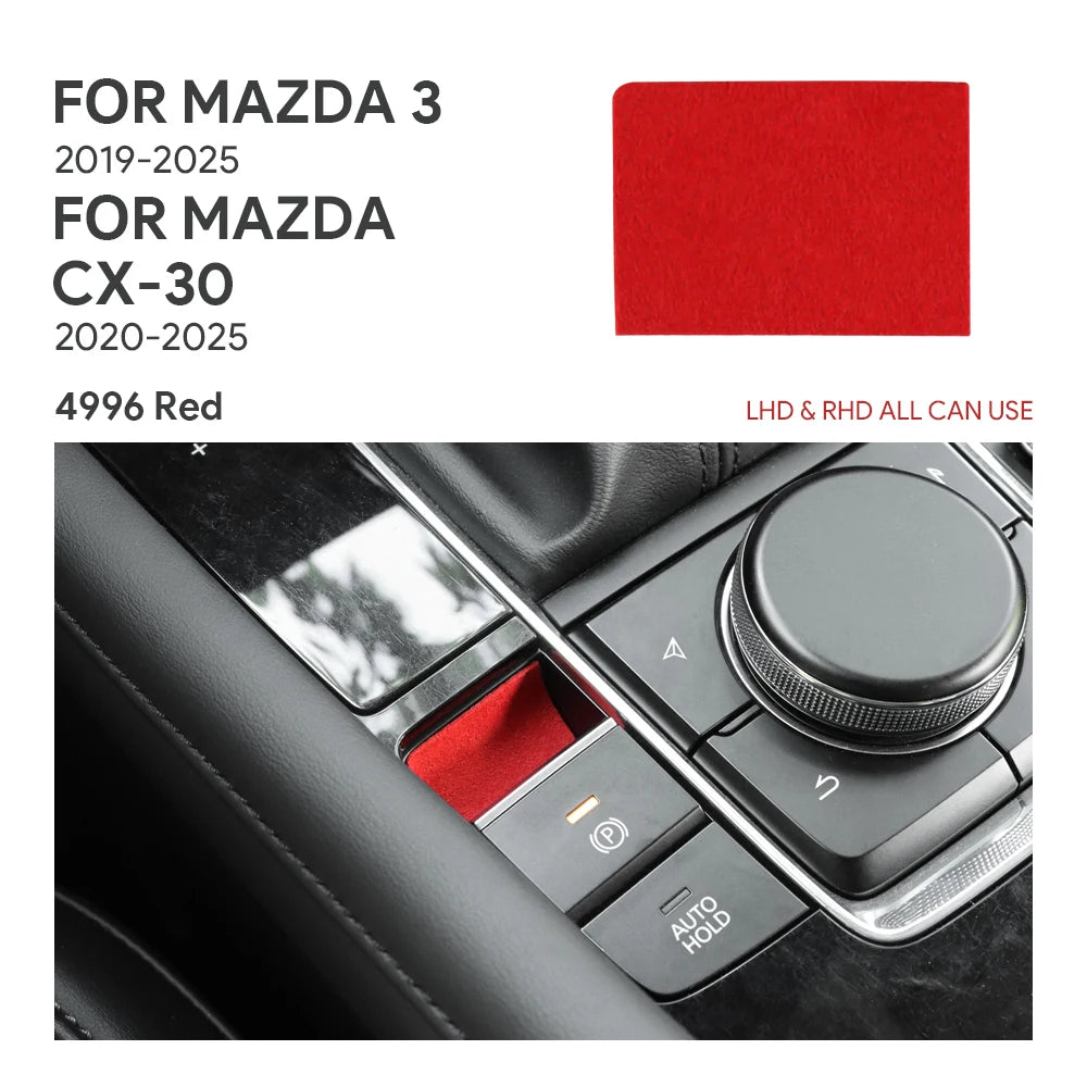 Protection garniture frein électronique suédine rouge noir Mazda 3 CX-30 2019-2026 - Mazdrive