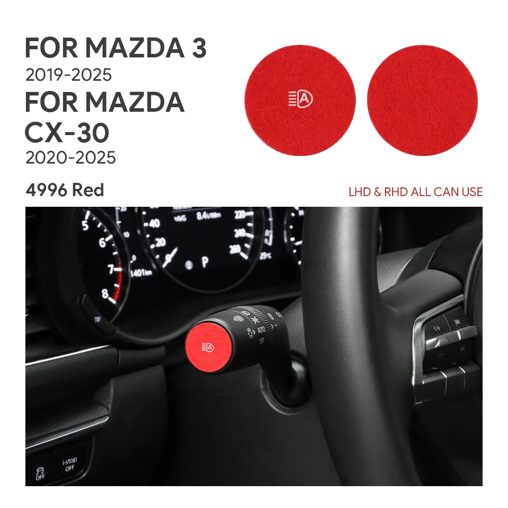 Protection garniture levier essuie-glace suédine rouge noir Mazda 3 CX-30 2019-2025 - Mazdrive