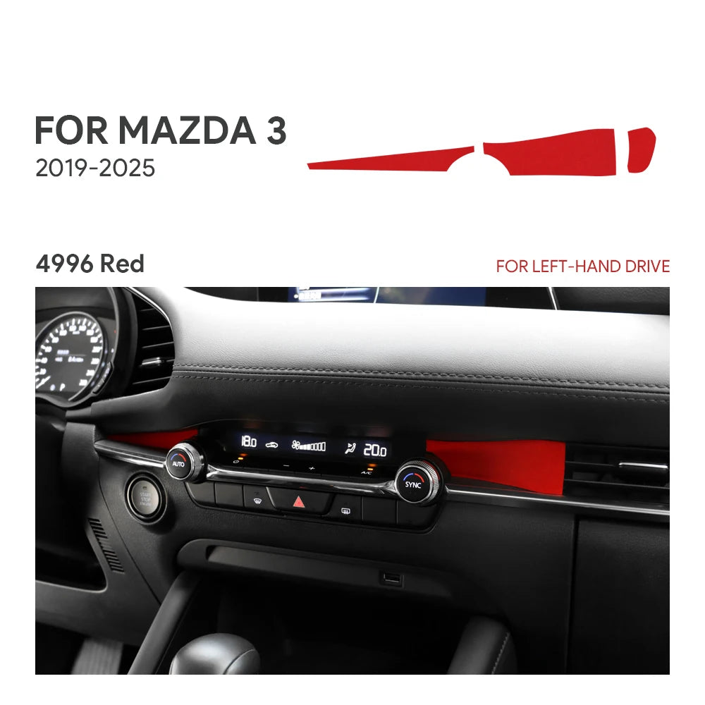 Protection garniture sortie air tableau de bord suédine rouge Mazda 3 CX-30 2019-2025 - Mazdrive