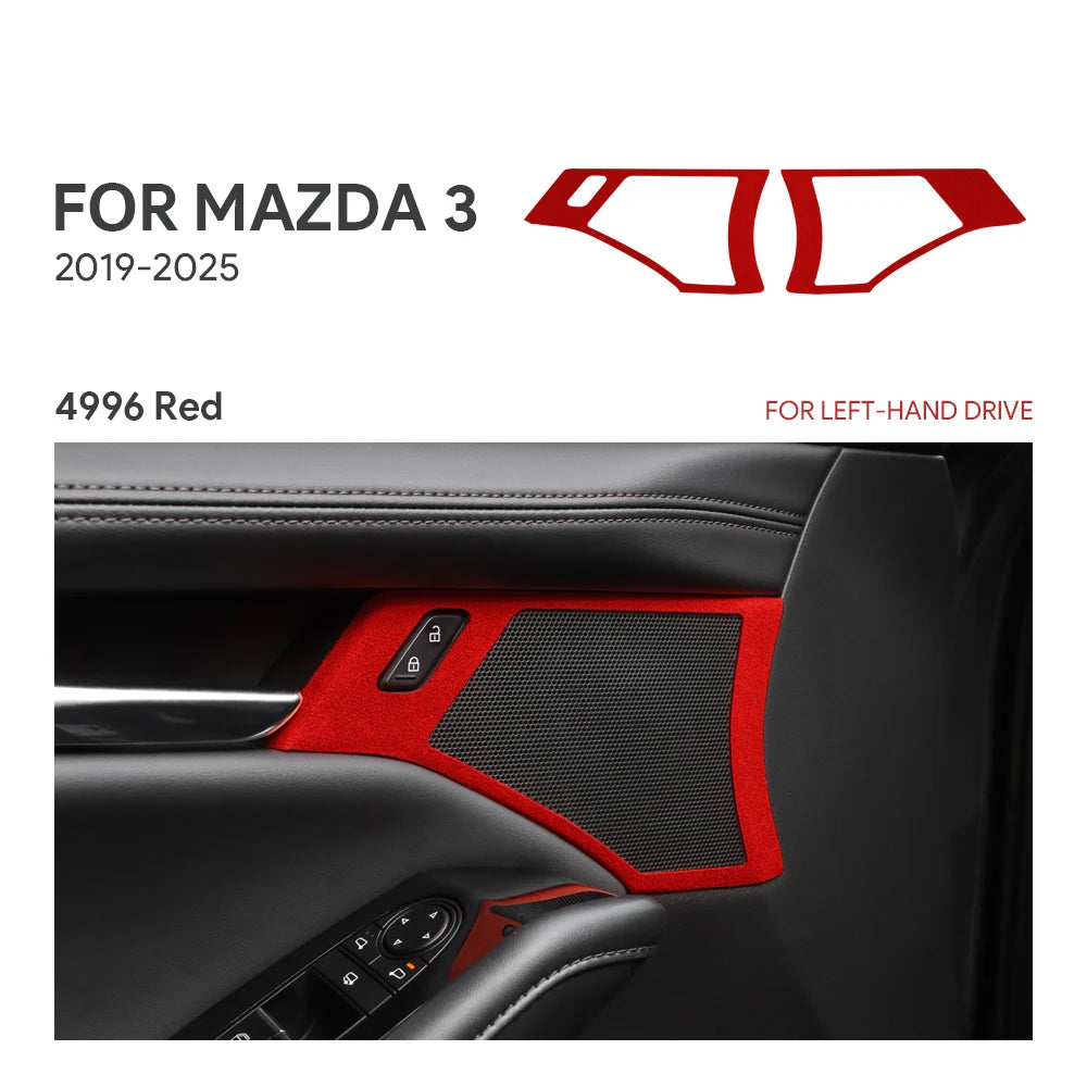 Protection haut-parleur suédine orange noir Mazda 3 4ème génération 2019-2025 - Mazdrive