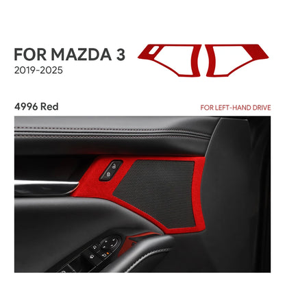 Protection haut-parleur suédine orange noir Mazda 3 4ème génération 2019-2025 - Mazdrive