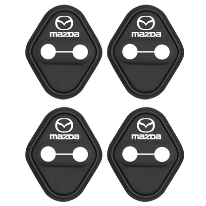 Protections silicone verrous porte noir rouge logo Mazda 3 CX-30 anti-rayures 4 pièces - Mazdrive