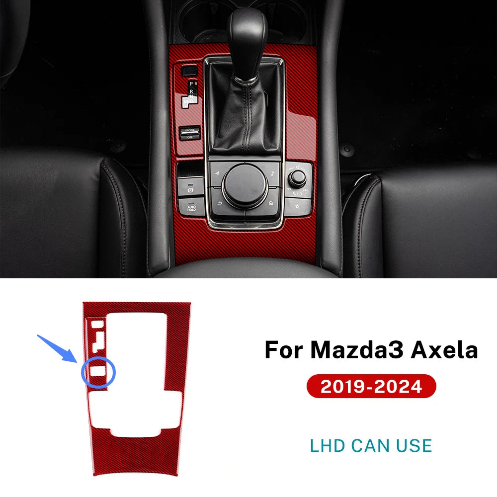 Cache de Console de Levier de Vitesse en Fibre de Carbone – Mazda 3 BP