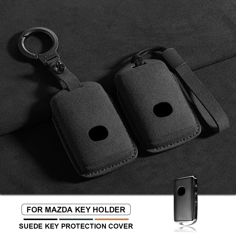 Étui de Clé en Suédine avec Attache – Mazda (Clé Type D)