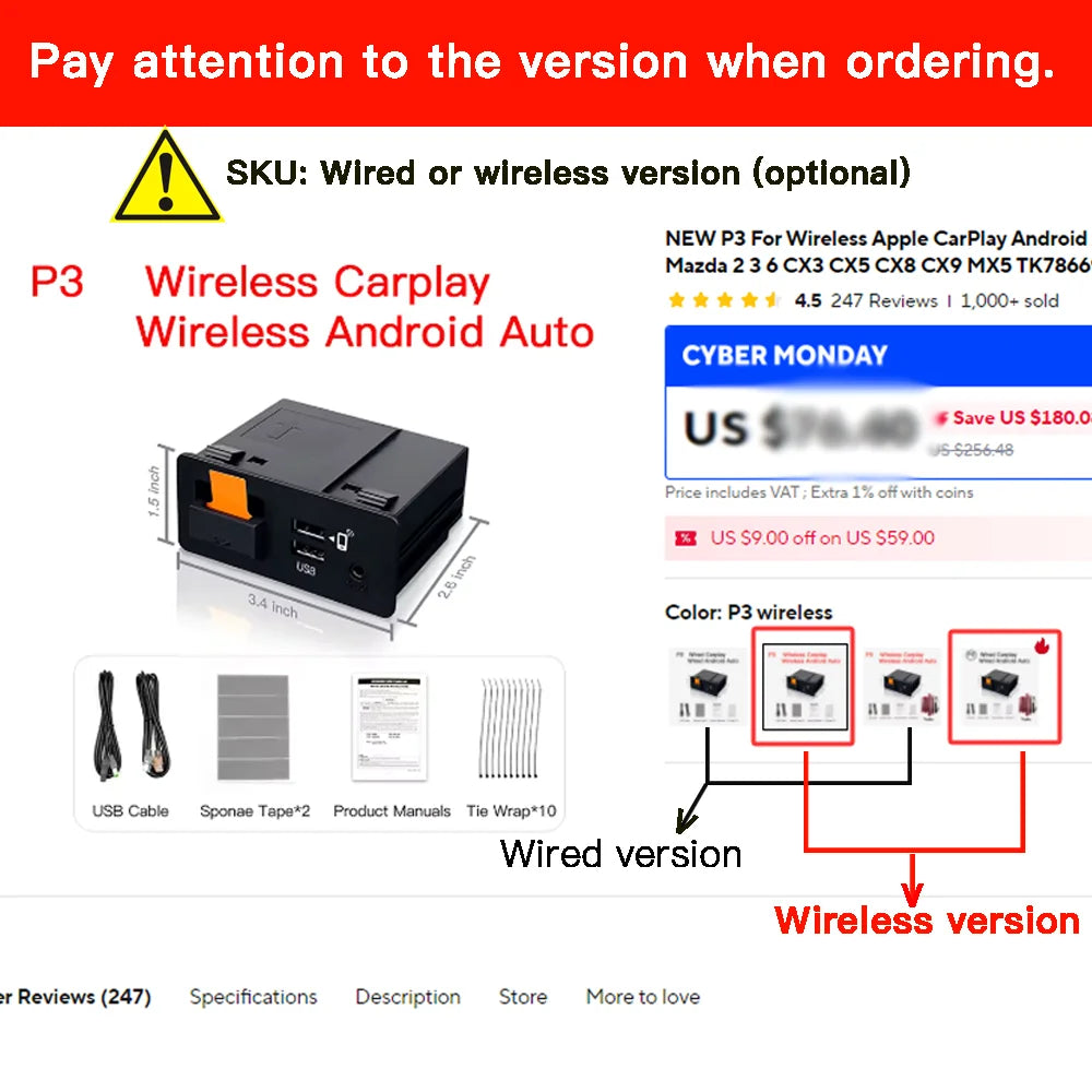 Kit CarPlay et Android Auto avec hub USB type origine – Mazda Connect – photo 2