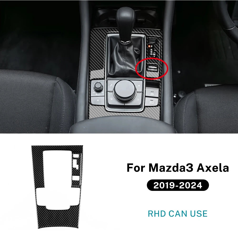 Autocollant fibre de carbone pour panneau de console boîte automatique – Mazda 3 BP – photo 7