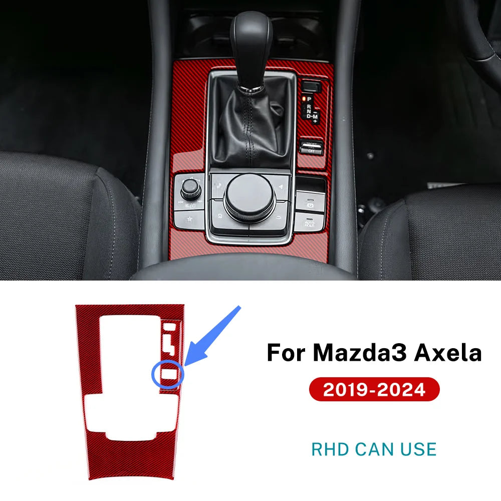 Cache de Console de Levier de Vitesse en Fibre de Carbone – Mazda 3 BP