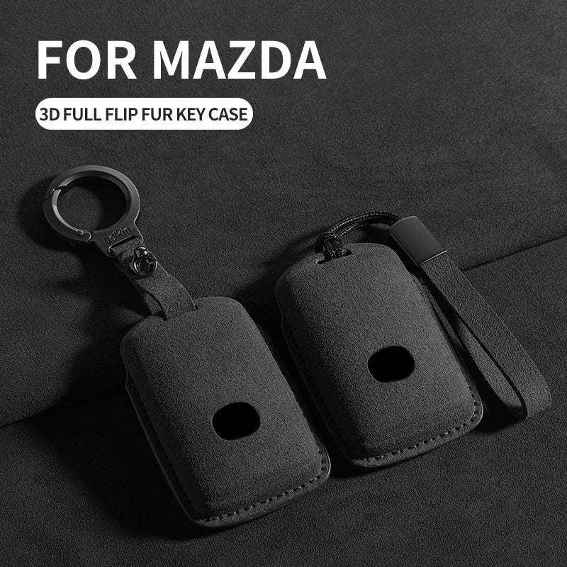 Étui de Clé en Suédine avec Attache – Mazda (Clé Type D)
