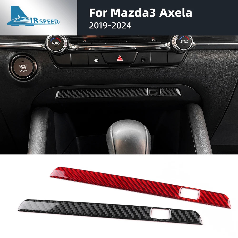 Autocollant fibre de carbone pour cadre de prise USB de console centrale – Mazda 3 BP