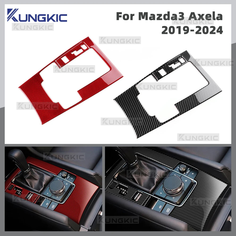 Cache de Console de Levier de Vitesse en Fibre de Carbone – Mazda 3 BP