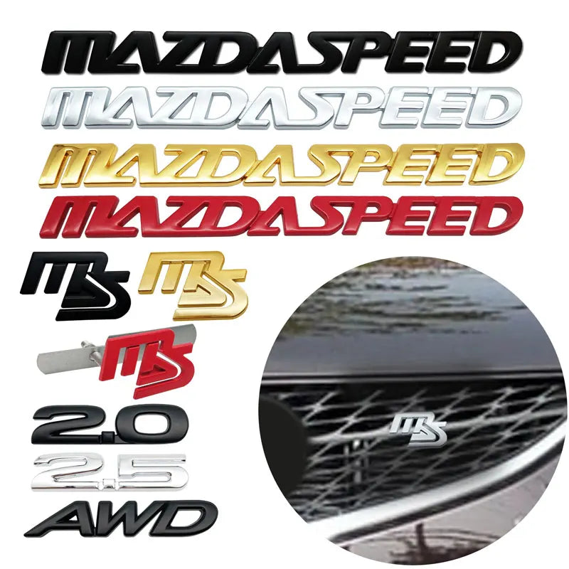Emblèmes Métalliques 3D Premium AWD / 2.0 / 2.5 / MS – Mazda