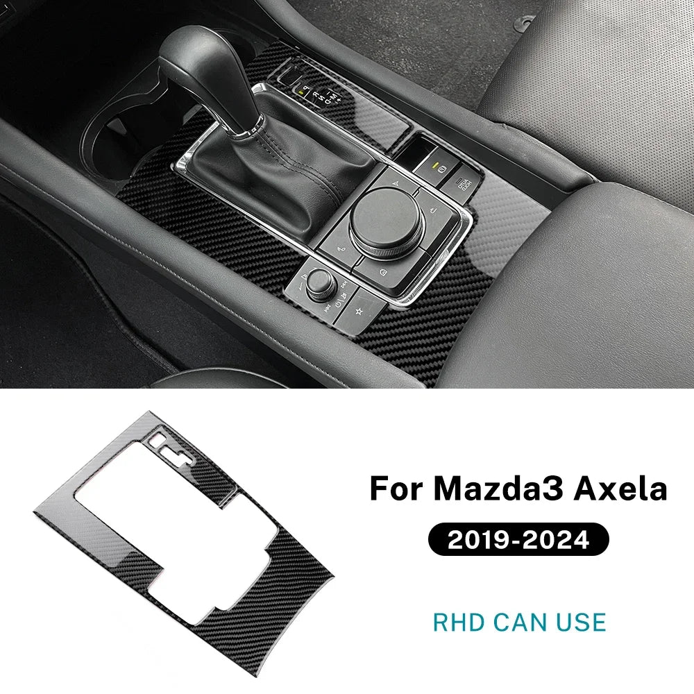Cache de Console de Levier de Vitesse en Fibre de Carbone – Mazda 3 BP