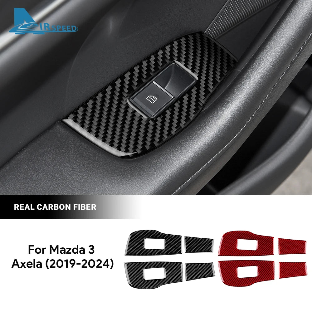 Autocollant fibre de carbone pour panneau de commande des lève-vitres arrière – Mazda 3 BP