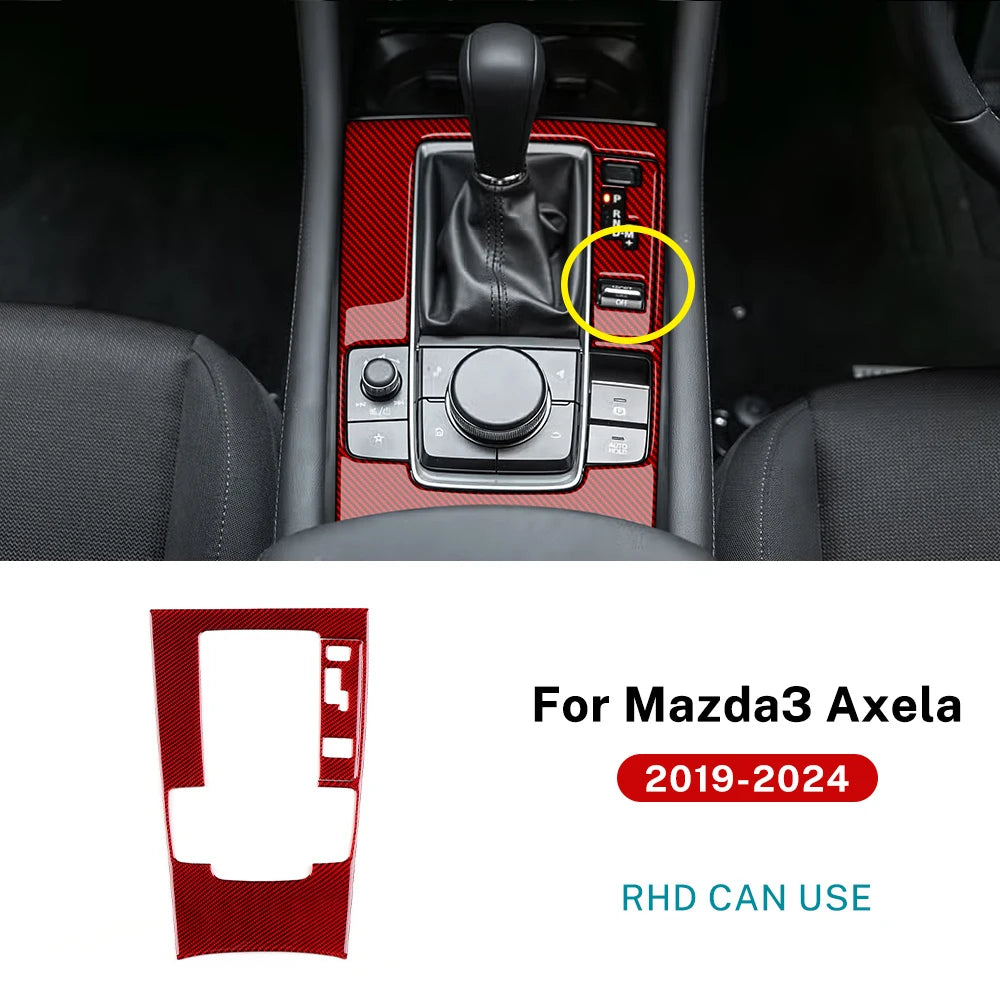Autocollant fibre de carbone pour panneau de console boîte automatique – Mazda 3 BP – photo 9