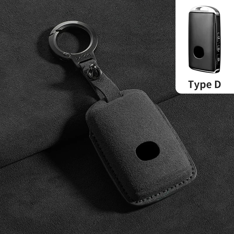Étui de Clé en Suédine avec Attache – Mazda (Clé Type D)