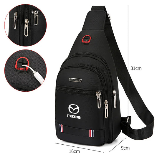 Sac bandoulière nylon imperméable noir logo Mazda édition sport tous modèles - Mazdrive