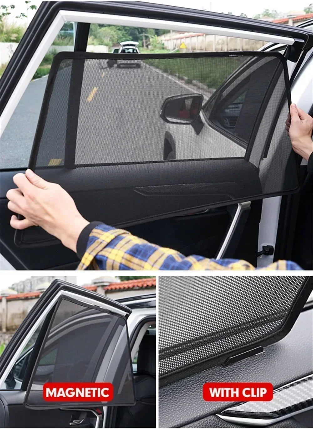 Pare-soleil magnétique sur mesure  – Rideaux occultants pour vitres avant, arrière & pare-brise