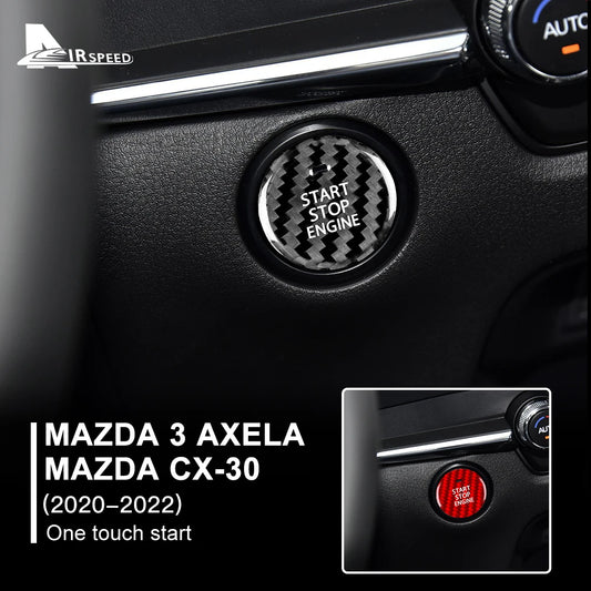 Cache de bouton Start/Stop rigide en vraie fibre de carbone – Mazda 3 BP & CX-30