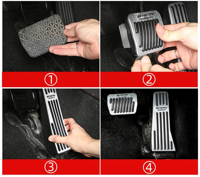Couvre-pédales frein, accélérateur et repose-pied en aluminium pour transmission manuel et automatique