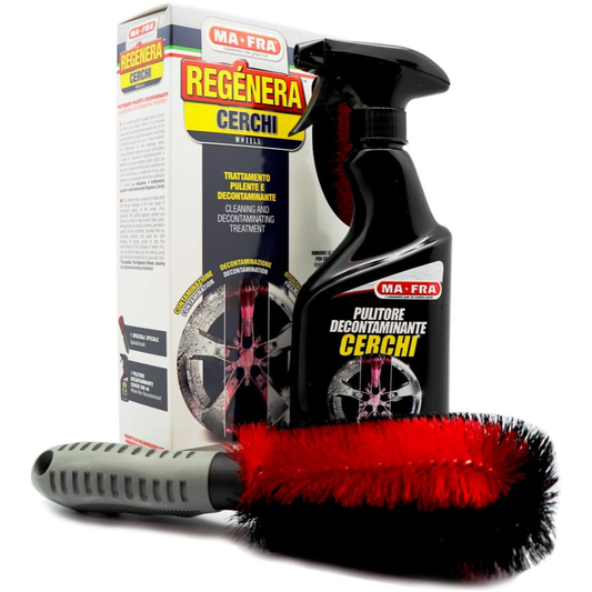 Kit Regénération Jantes Mafra – Nettoyage & Décontamination Totale avec Décrassant Fer 500ml + Brosse Anti-Poussière de Freins