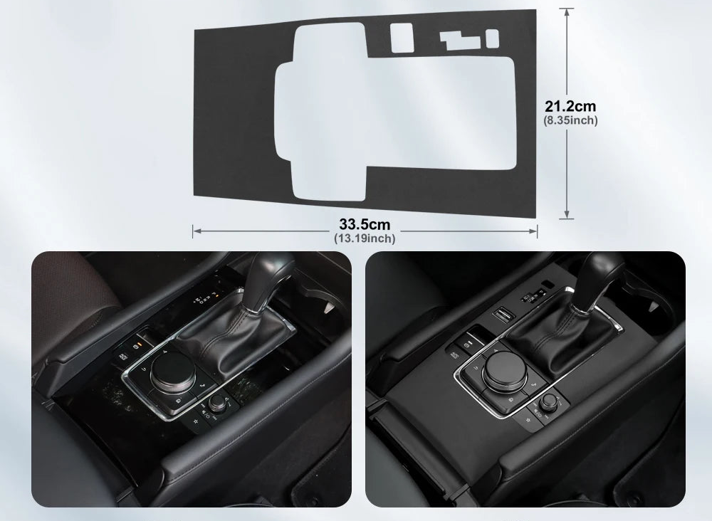 Protection pour console centrale levier automatique et bouton sport en suédine