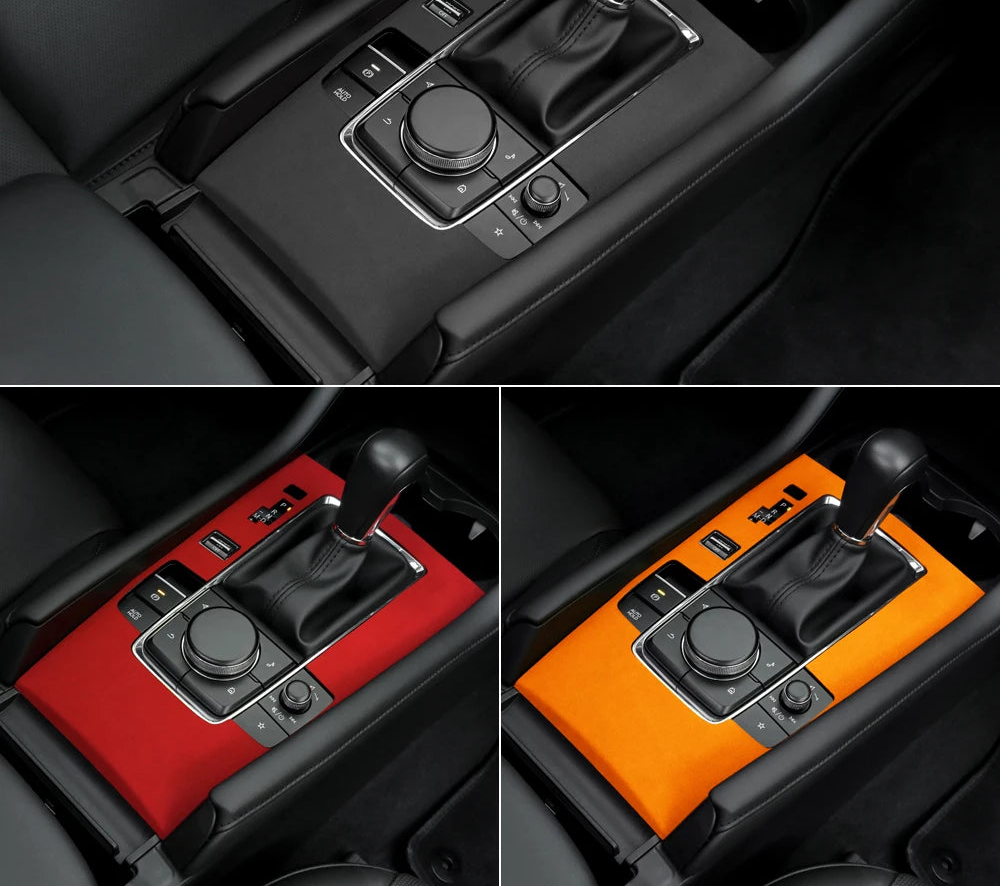 Protection pour console centrale levier automatique et bouton sport en suédine