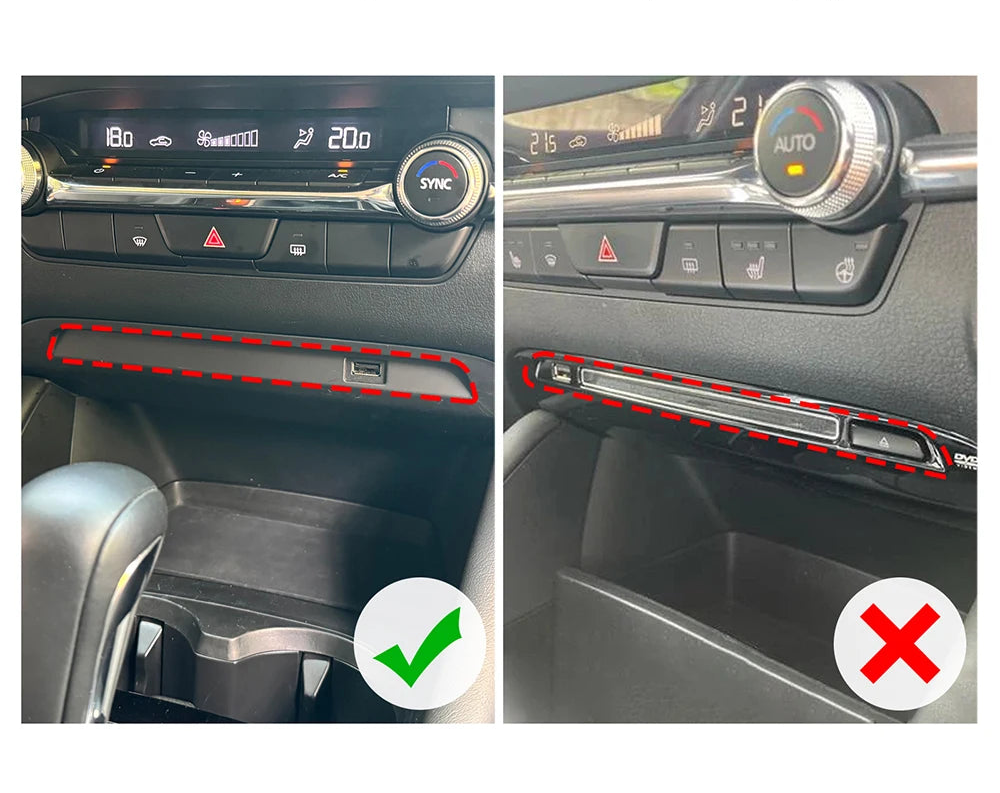 Protection garniture pour panneau USB console centrale en suédine