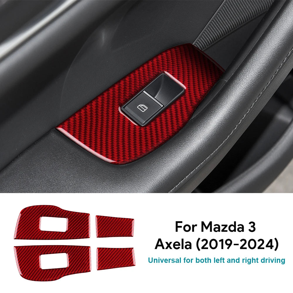 Autocollant fibre de carbone pour panneau de commande des lève-vitres arrière – Mazda 3 BP – photo 7