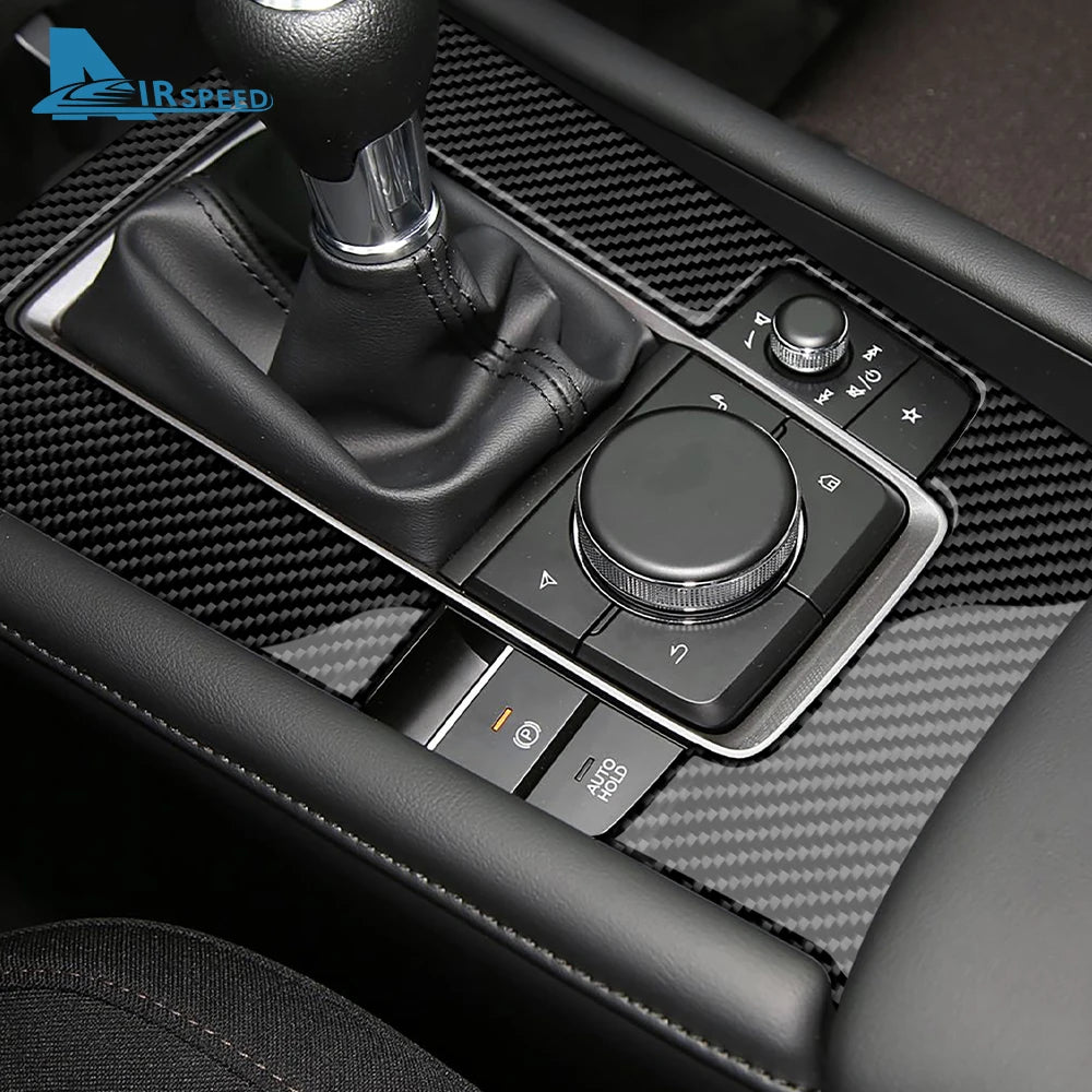 Autocollant fibre de carbone pour console de levier de vitesse – Mazda 3 BP (manuelle & automatique) – photo 3