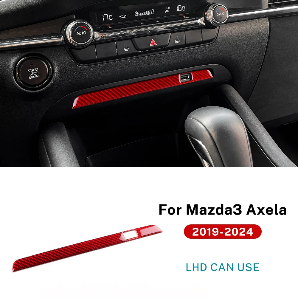 Autocollant fibre de carbone pour cadre de prise USB de console centrale – Mazda 3 BP – photo 8