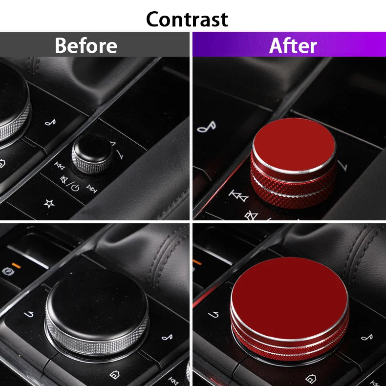 Caches Molette Multimédia & Bouton de Volume en Aluminium – Mazda 3 BP