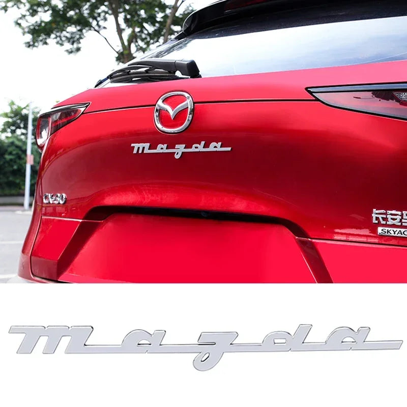 Sticker métal emblème coffre arrière chrome argent Mazda 3 CX-5 CX-30 logo Mazda - Mazdrive